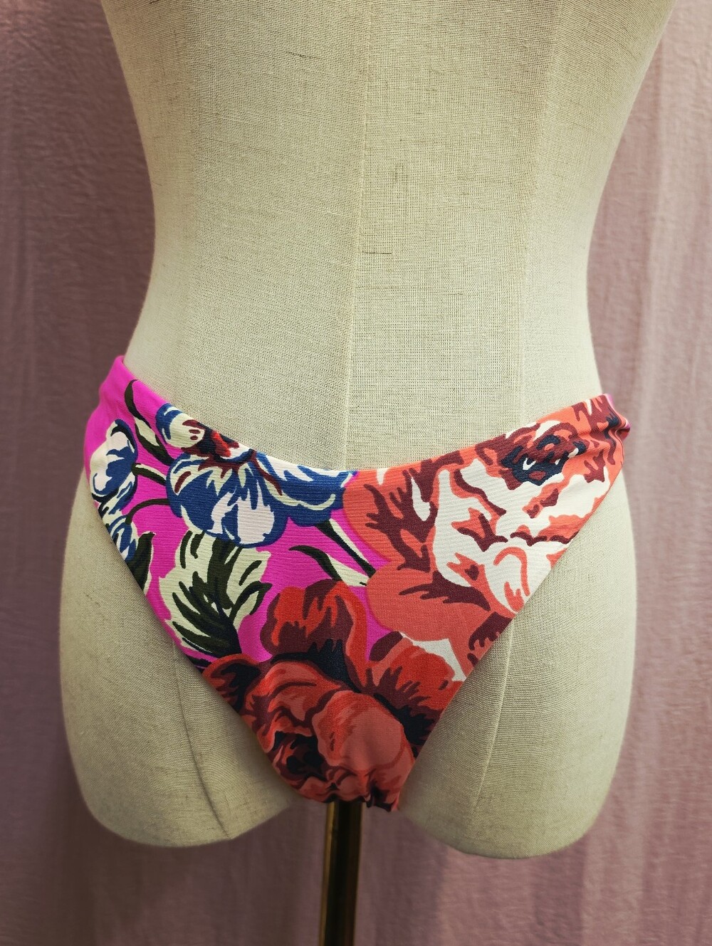 Maaji Reversible Splendour High Leg Bikini Bottom- Hot PINK Floral Garden NEW
